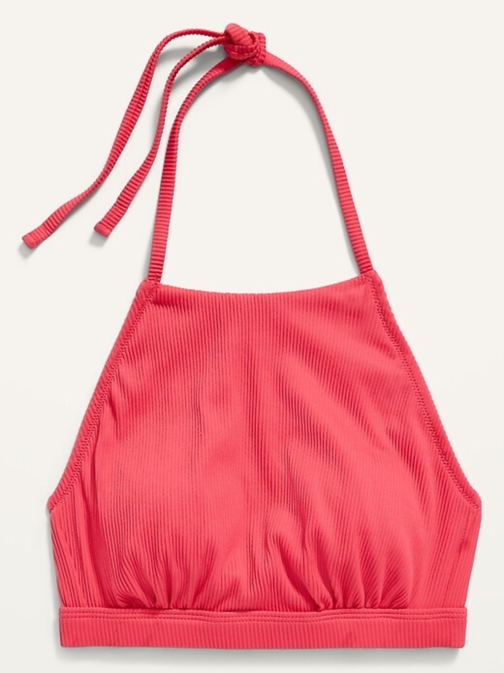 Old Navy Ribbed Halter Bikini Top in Coral Pink